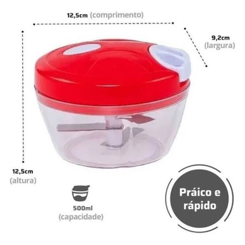 Processador de alimentos manual 3 laminas 500ml