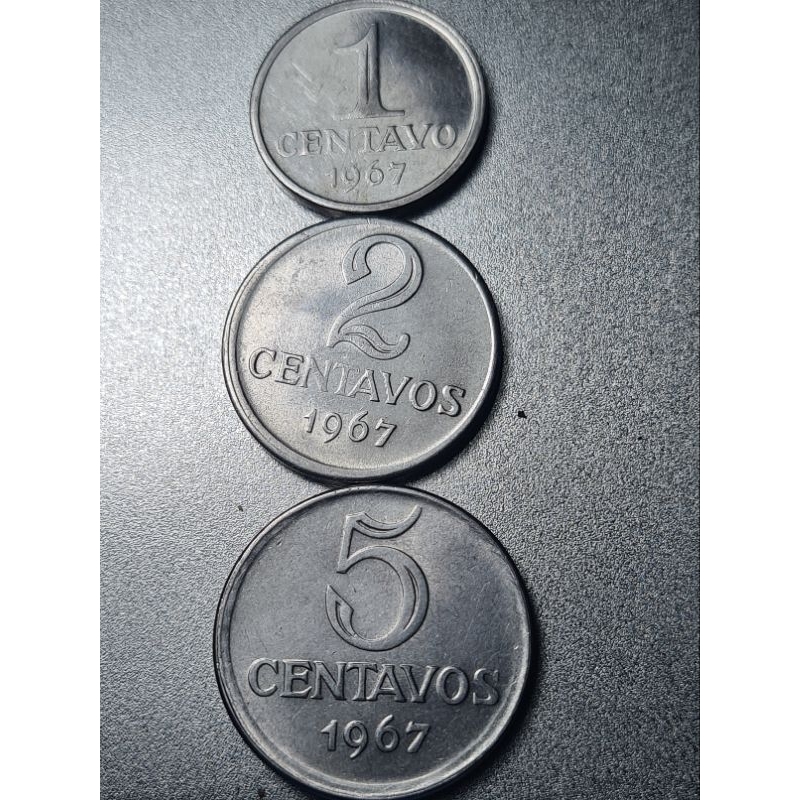 Moeda set  1,2,5 centavos 1967