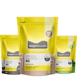 Argila em Pó 100g Corpo Dourado Corporal e Facial Cuidados Pele - Branca, Preta, Verde em Oferta na Shopee