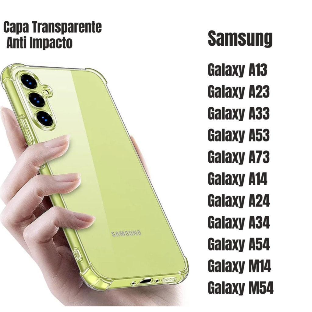 Capa Capinha Transparente Anti Impacto Tpu Case Para Samsung Galaxy A13 A23 A33 A53 A73 A14 A24 A34 A54 M14 M54