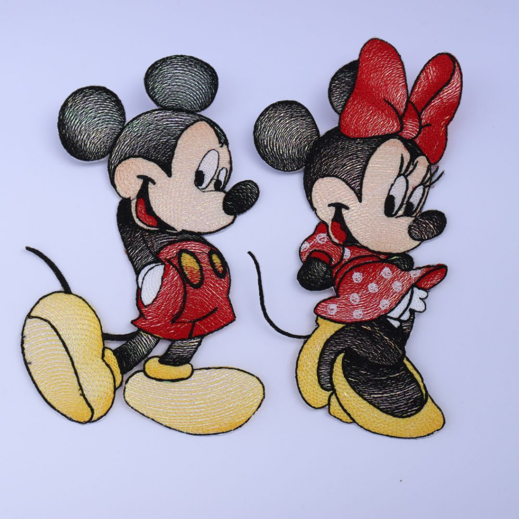 Aplique Termocolante Bordado Mickey E Minnie Brilhante