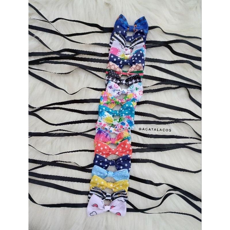 50 Gravatinhas Pet Cães Gatos Pet Shop Estampadas Gravatinha Laço Gorgurao Fitas Acessórios Top Presilha Enfeite