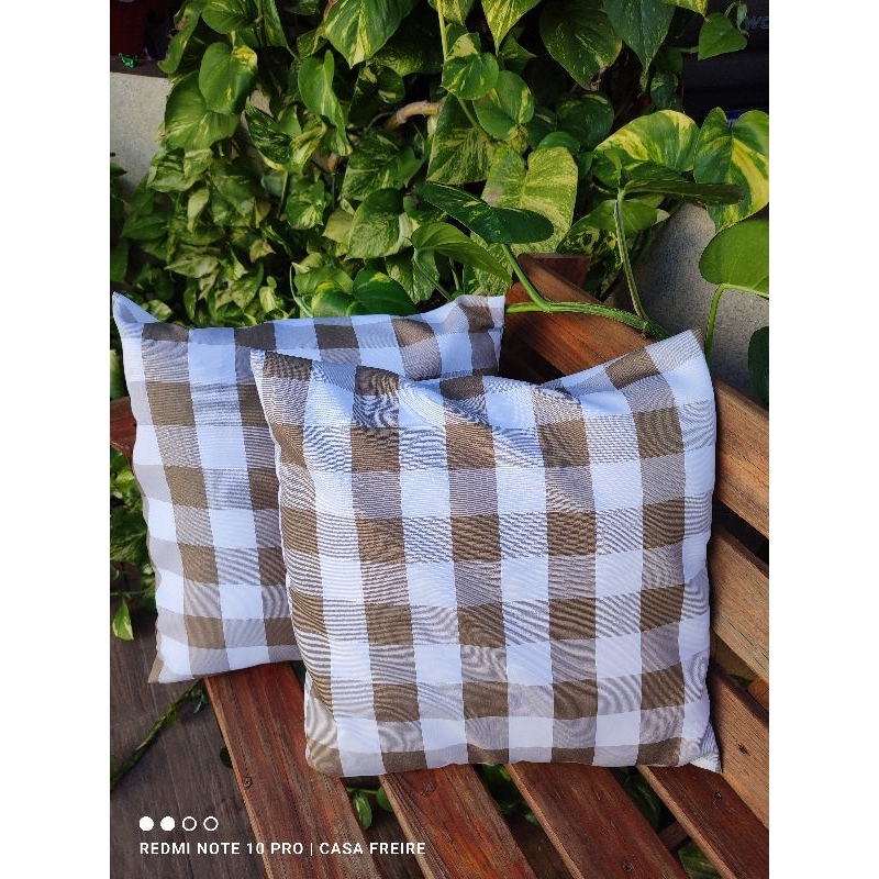 Capa para almofada xadrez com zíper Bege/Nude piquenique junina fazendinha em Oferta na Shopee