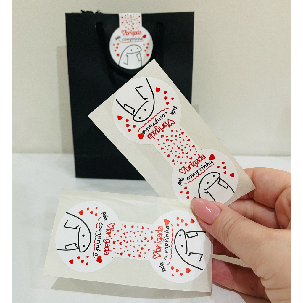 Lacre Adesivo para sacola Flork "obrigada pela sua comprinha em Oferta na Shopee