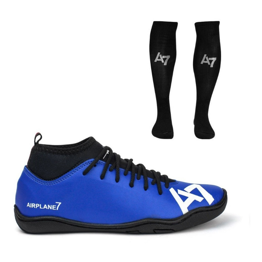 Chuteira Futsal Botinha + Meião Preto a7 Kit  Futebol De Salão Quadra Do 33 Ao 48 Tamanho especial