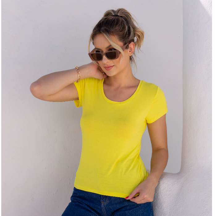 Camiseta Feminina Blusa Baby Look Amarela - Women Clothes