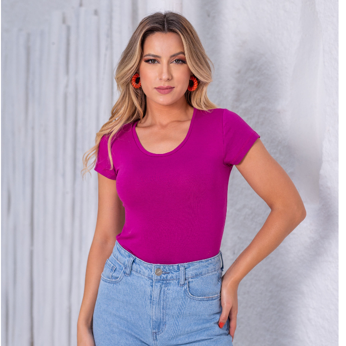 Camiseta Feminina Blusa Baby Look Roxa - Women Clothes