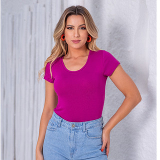 Camiseta Feminina Blusa Baby Look Roxa em Oferta na Shopee