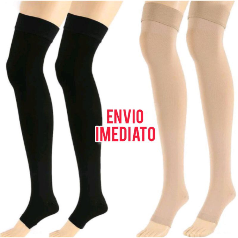 Meia de Compressão 7/8 Ponteira Aberta 20-30mmhg para Varizes inchaço e Dores nas pernas