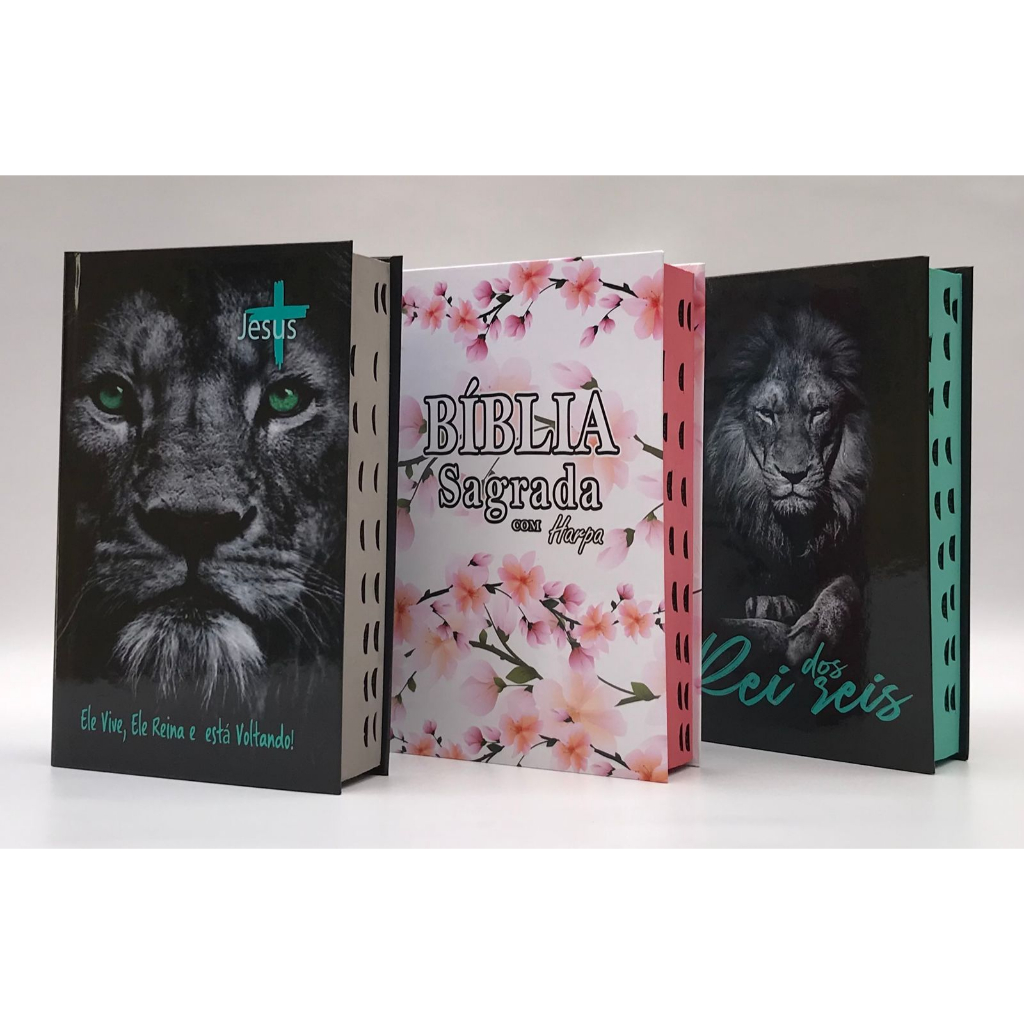 Kit com 3 Bíblias Sagrada Tamanho Médio 12,5x19 cm Com Harpa Palavras de Jesus em Vermelho (Kit N) em Oferta na Shopee
