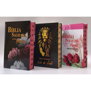 Kit com 3 Bíblias Sagrada Tamanho Médio 12,5x19 cm Com Harpa Palavras de Jesus em Vermelho (Kit O) em Oferta na Shopee