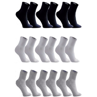 KIT 06 PARES MEIAS SPORT ATOALHADA CANELADA CANO MEDIO