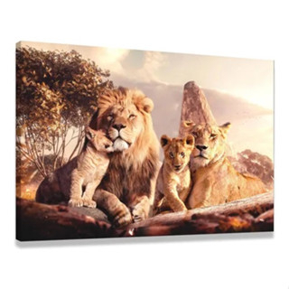 Quadro Decorativo Grande70x50 Casal Leões Família e filhotes e Anjo Arcanjo Miguel