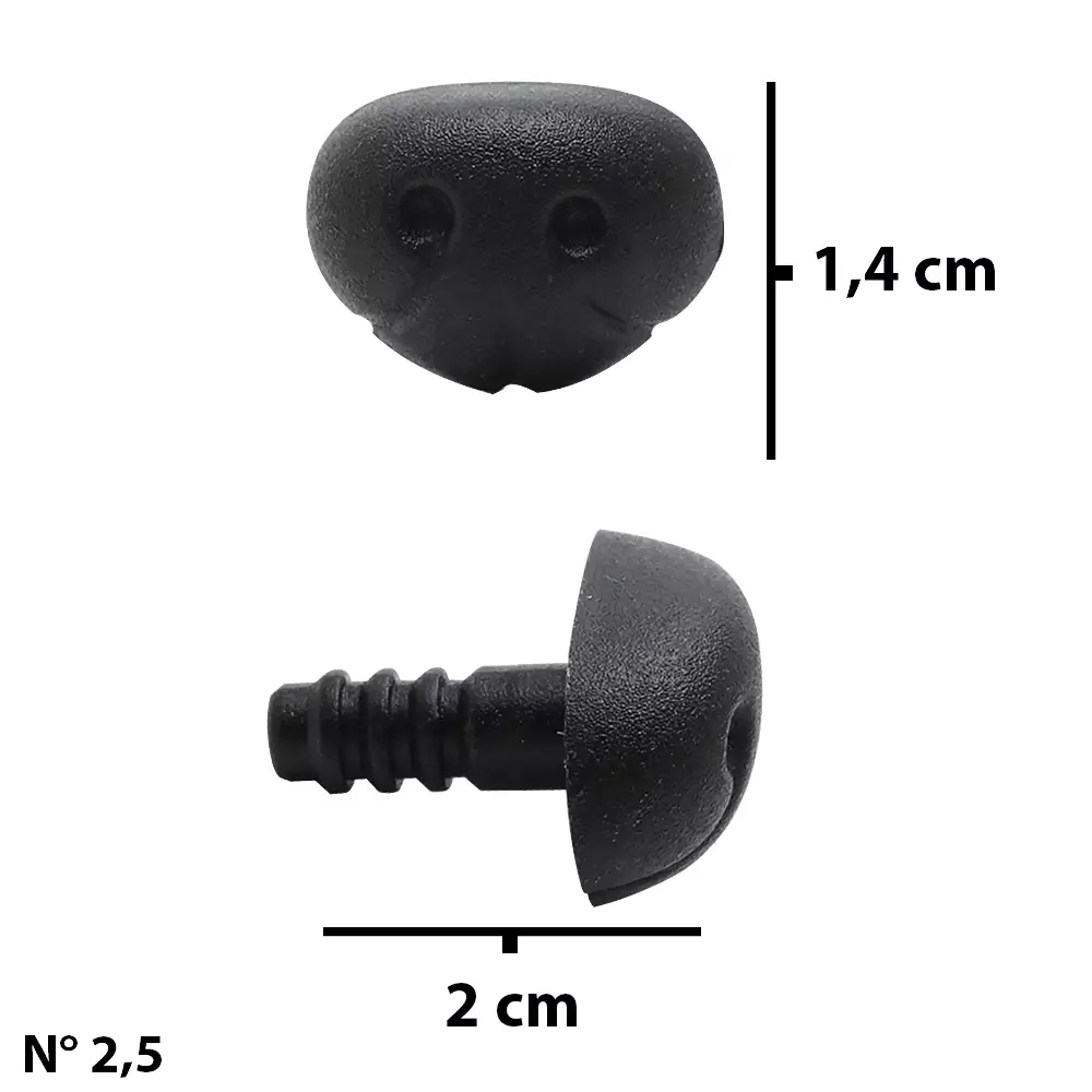 Focinho Cachorro nº 2,5 Preto com 10 Unidades Artesanato Amigurumi