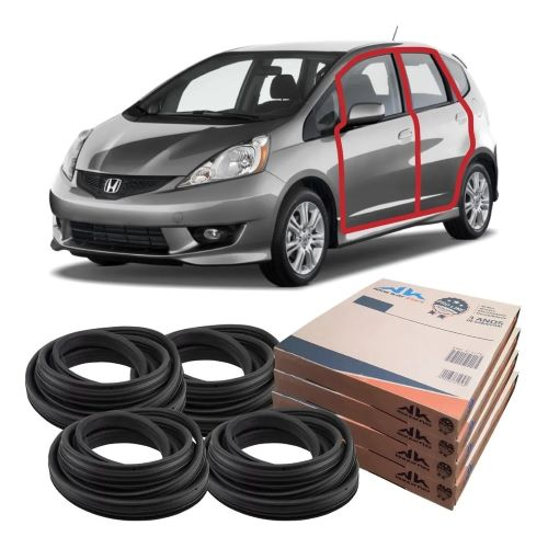 Kit Borracha Porta E Porta Mala Honda Fit 2003 À 2022 5peças