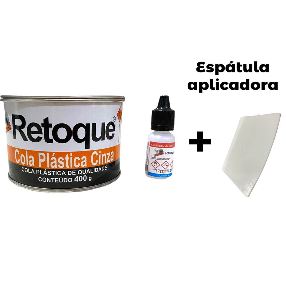 Massa Plastica Cinza C/ Catalizador 400gr + Espatula aplicadora em Oferta na Shopee