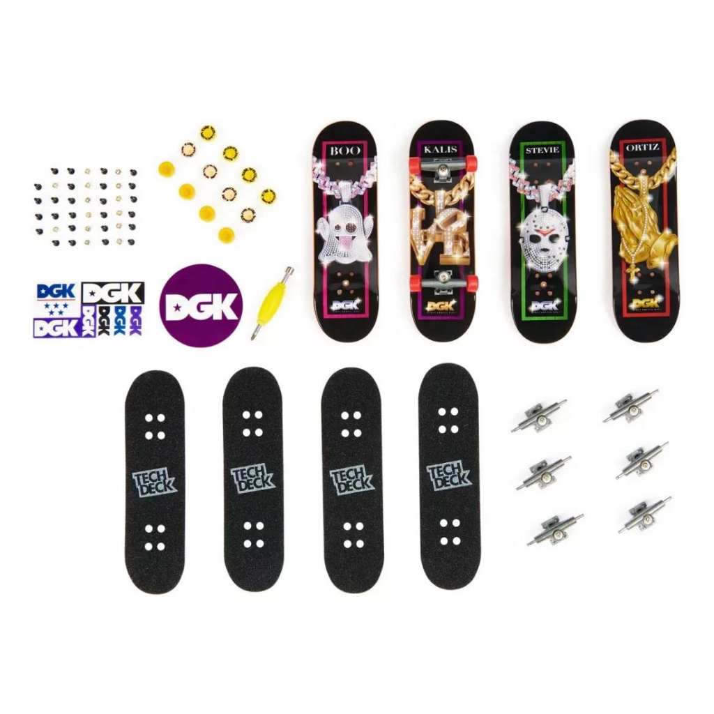 Kit 4 Skate Tech Deck De Dedo Coleção Dgk Original