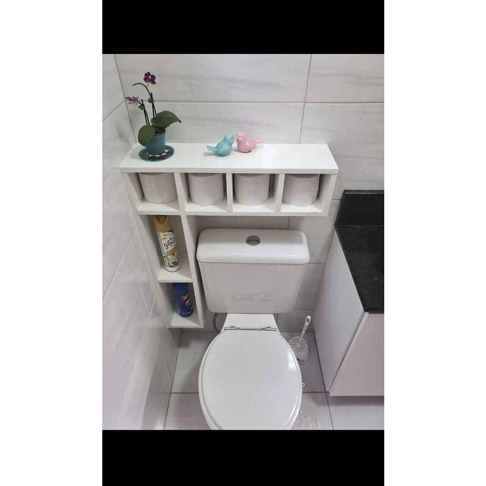 nicho banheiro prateleira papel higiênico caixa acoplada