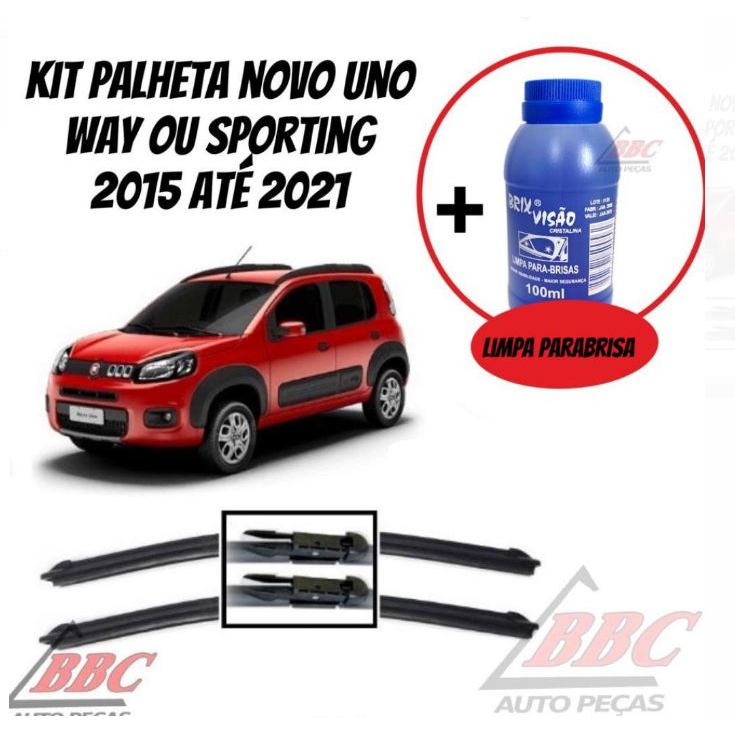 Kit 2 Palhetas Limpador de Parabrisa Dianteiro  Novo Uno Way ou Sporting ano 2015 - 2021