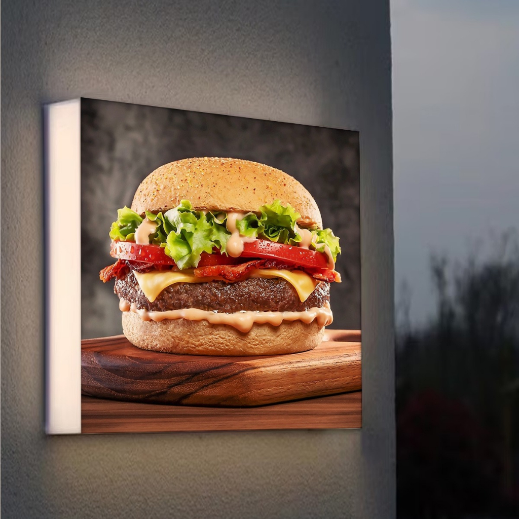 Luminoso Placa para Fachada ou Interno Logo Foto 30x30 Loja Comércio Empresa Lanchonete Pizzaria