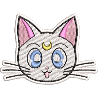 Luna sailor moon Artemis gato rosto patch termocolante anime bordado