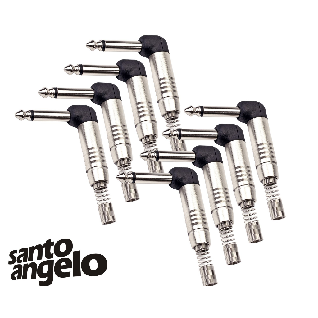 Kit 08 Plugs Conector P10 P L - 90º Mono Santo Angelo