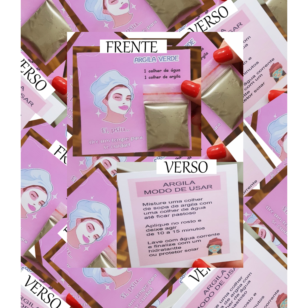 15/30/50 kits Para Clientes com Mini Argilas Faciais e Cartão de Agradecimento frente e verso em Oferta na Shopee