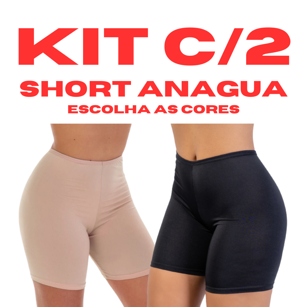 Kit 2 Short Anagua Liso Segunda Pele Modelador Basico Compressão Perfeita Shortinho