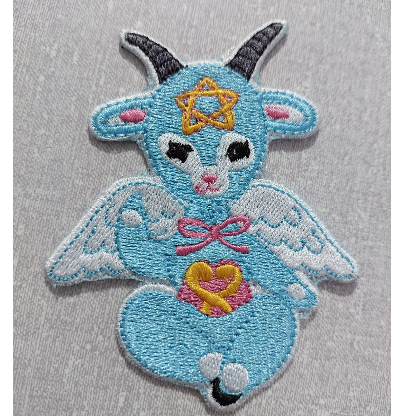 Bode kawaii bapho azul bordado patch
