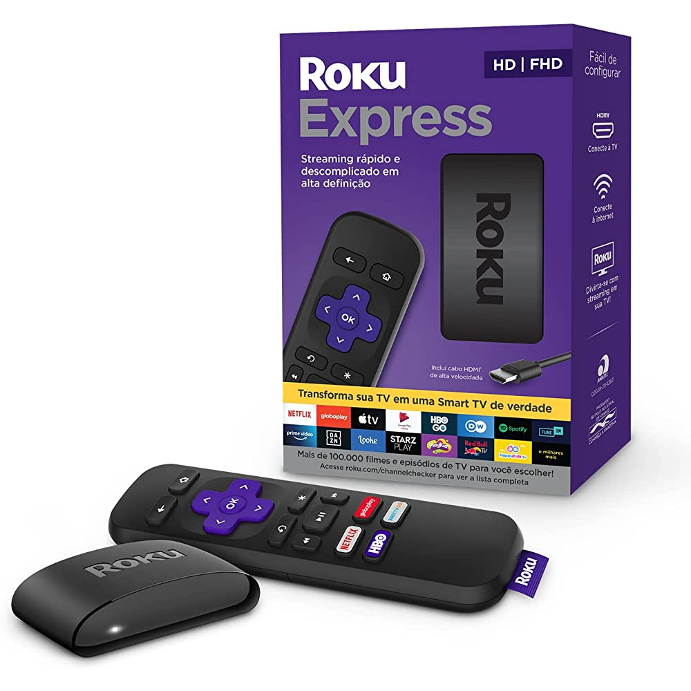 Roku Express Streaming Player Full Hd Com Controle Hdmi Usb