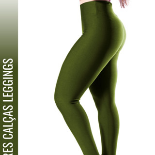 Leg Calça Verde Cotton Ajusta no Corpo Levanta Bumbum Aproveite