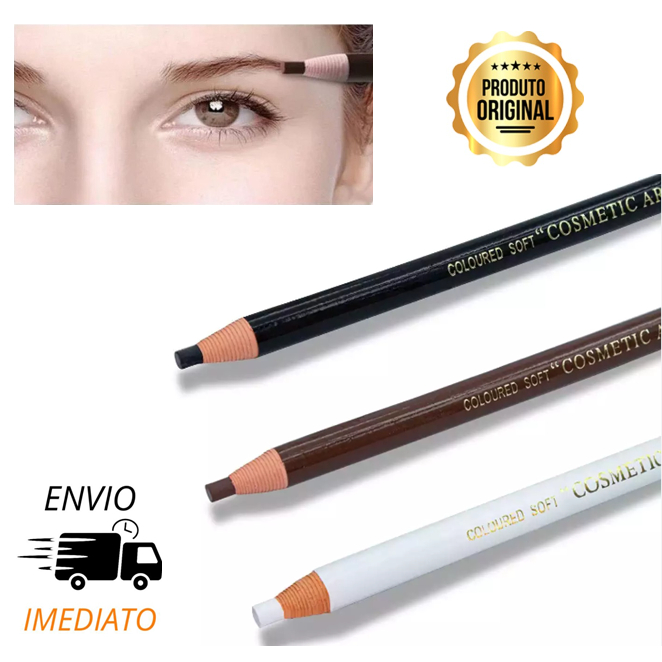 Kit 12 Lapis Dermatografico Para Sobrancelhas Comestic Art Olho Pele Marcaçao em Oferta na Shopee