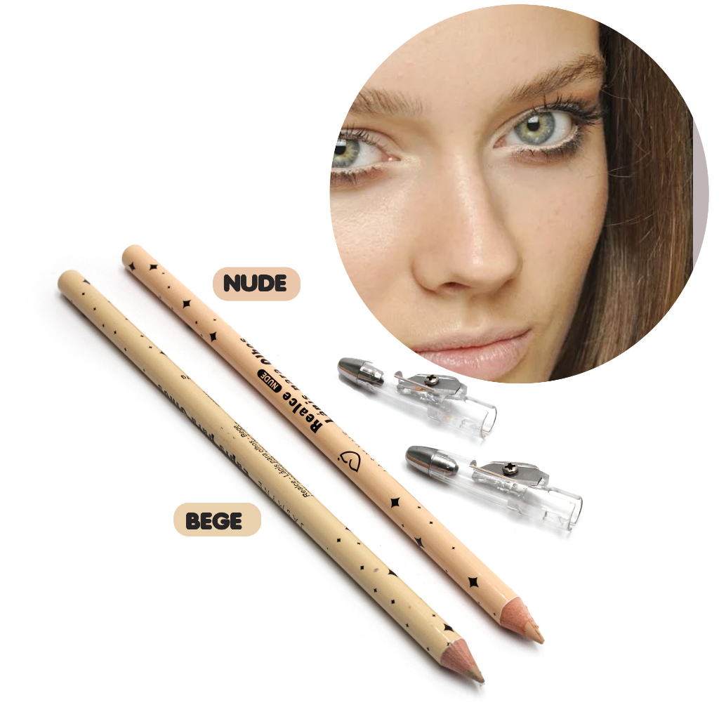 Lápis de Olhos Realce Bege Nude para Realsar seus Olhos com Apontador Jasmyne
