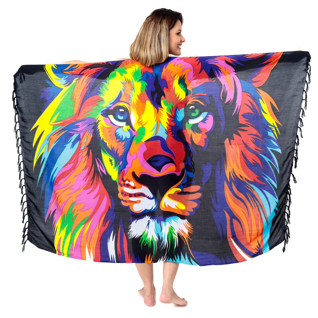 Canga De Praia Viscose Arara Leao Tigre Animal Pintada em Oferta na Shopee