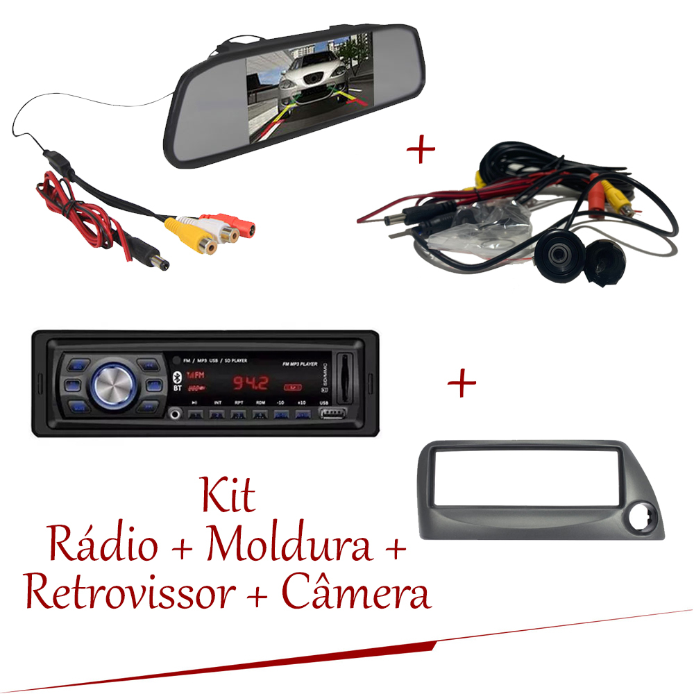 Radio Automotivo, Moldura Ford Ka, Espelho Com Camera Re