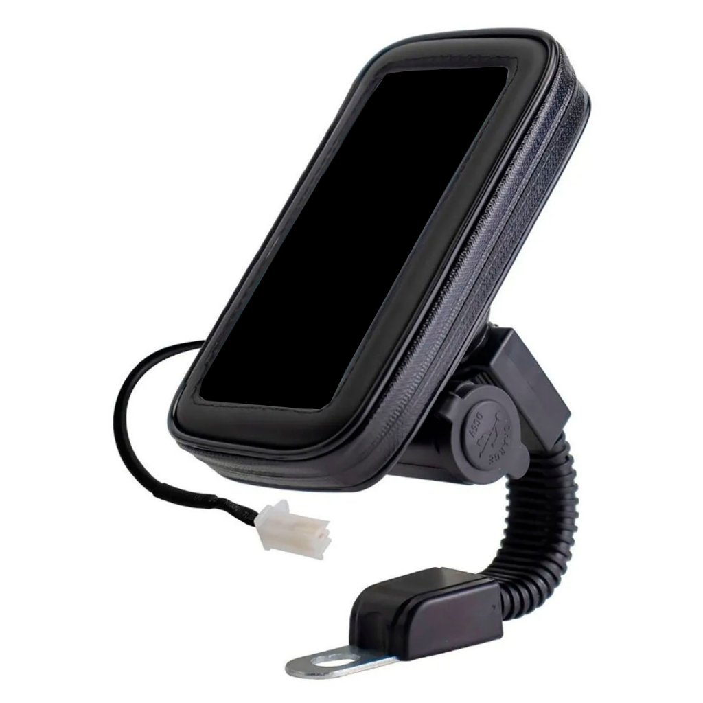 Suporte Celular Gps Carregador Usb 5,5 Pol Com Bolsa iPhone