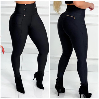 Calça Legging Feminina Modeladora Chapa Barriga Cintura Super Alta Poliamida Montaria Modela e Empina Bumbum