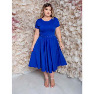 Vestido Midi Godê Estampado 360 Graus Com Cinto Moda Cristã