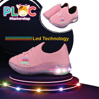 Tênis Led Infantil Luzinha Menina Meia Calce Fácil Leve Flexível Confortável Anatômico PLOC LED87 - SEREIA