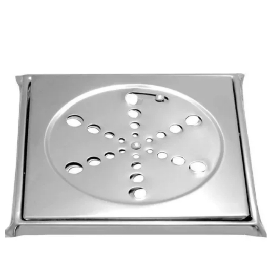 Ralo Grelha Aço Inox Para Banheiro Quadrado 15x15 Cm Com Fecho Com caixilho