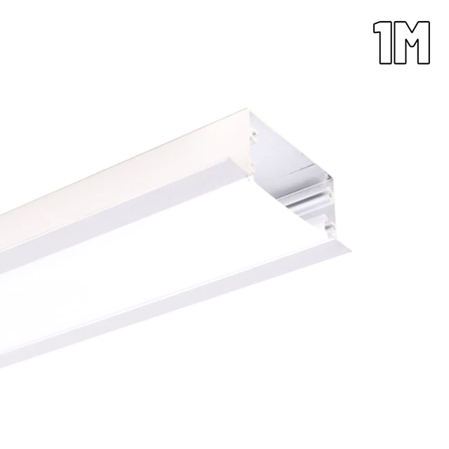Perfil de LED 40mm p/ Embutir em Gesso Branco 1m Sem LED Alumínio Profissional – Spero Ilunato — imagem 1