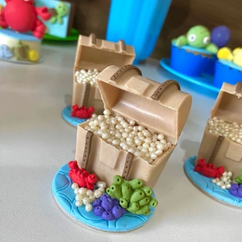 Forma De Acetato Especial Confeitaria Baú Do Tesouro Pirata Fundo Do Mar