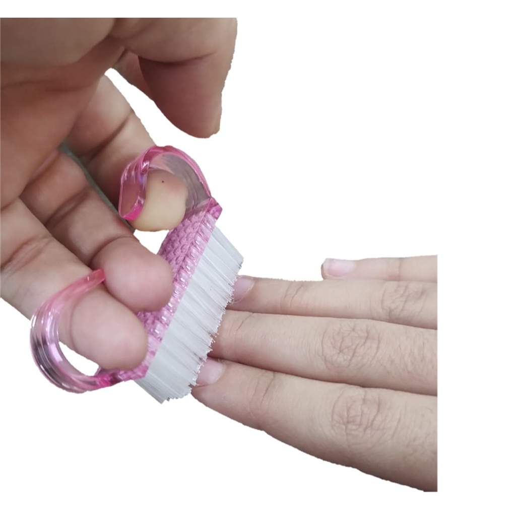 Escovinha Acrílica Para Limpeza De Unhas Higiene Multiuso Alça Anatomica