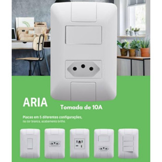 Kit 10 Conjunto Tomada e Interruptor Tramontina Aria