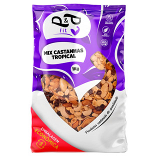 Mix Tropical Nuts Castanha, Nozes, Amêndoa, Amendoim, Uva Passa, Gojiberry 1Kg - P&P