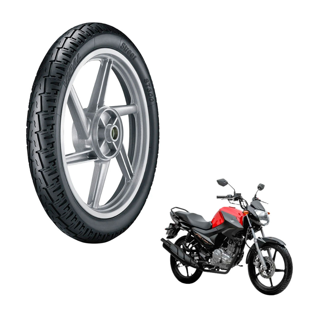 Pneu Vipal ST 300 Dianteiro 2.75-18 Para Moto CG Titan YBR Yes Strada - Brandy