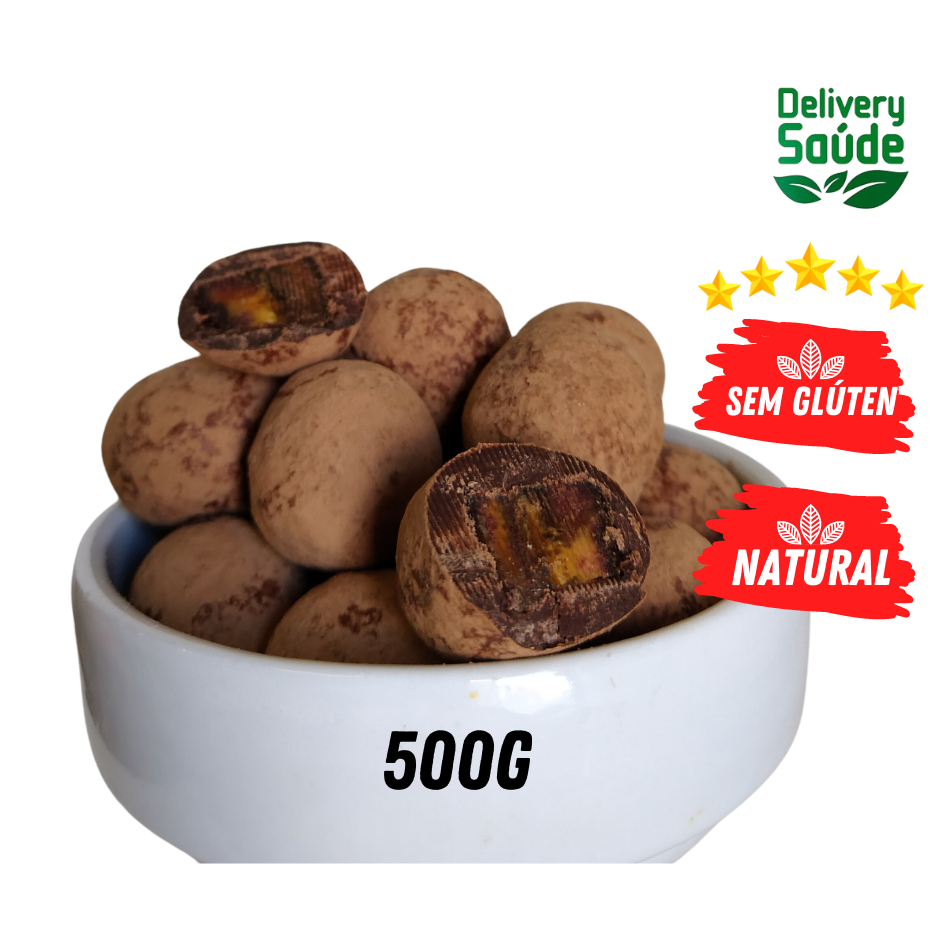Banana Passa Drageada com Cacau Belga 73% Cacau 500g Baninha Natural
