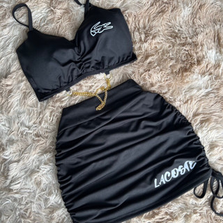 conjunto argola saia e cropped refletivo