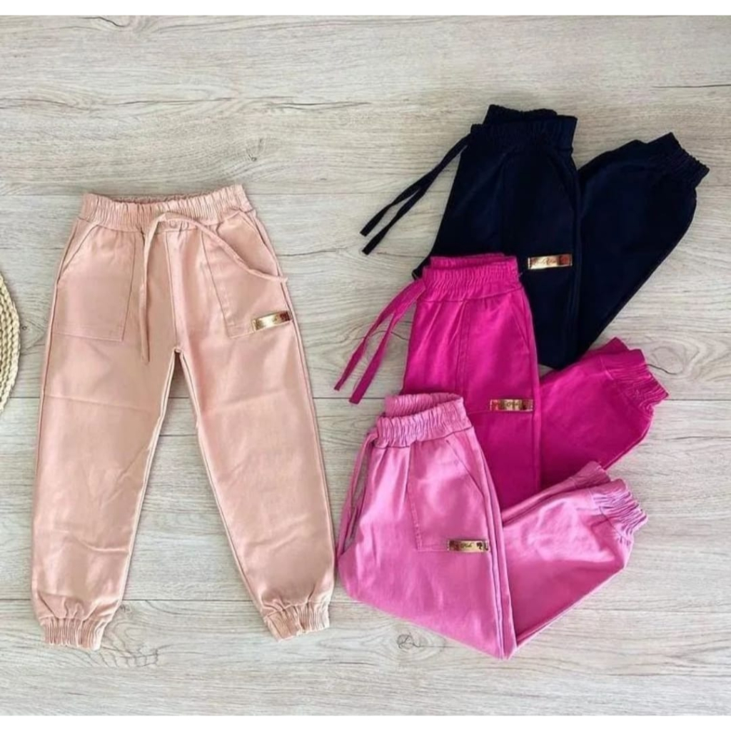 Calças Infantil Menina Jogger Várias Cores Moda Blogueirinha Melhor Preço em Oferta na Shopee