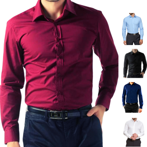 Camisa Manga Longa Social Masculina Algodão Slim em Oferta na Shopee